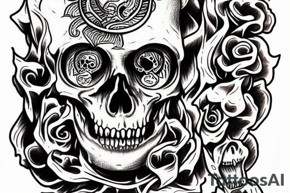 occult scull tattoo idea