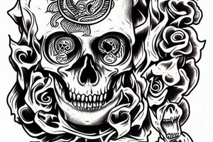 occult scull tattoo idea