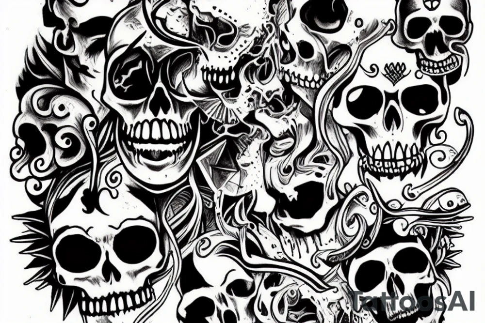 occult scull tattoo idea