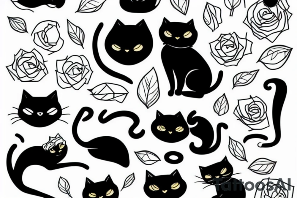 Black cat with minimalistic lines tattoo idea