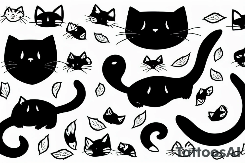 Black cat with minimalistic lines tattoo idea