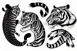 tiger and fish behinde river tattoo idea