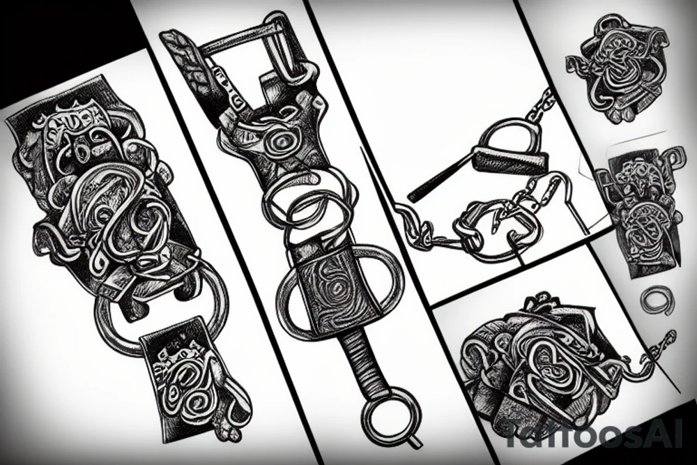 handcuffs and chains with triskel tattoo idea