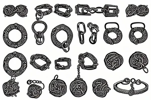 handcuffs and chains with triskele tattoo idea