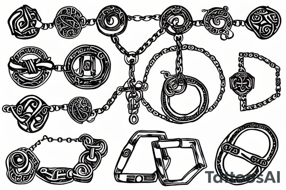 handcuffs and chains with triskele tattoo idea