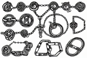 handcuffs and chains with triskele tattoo idea