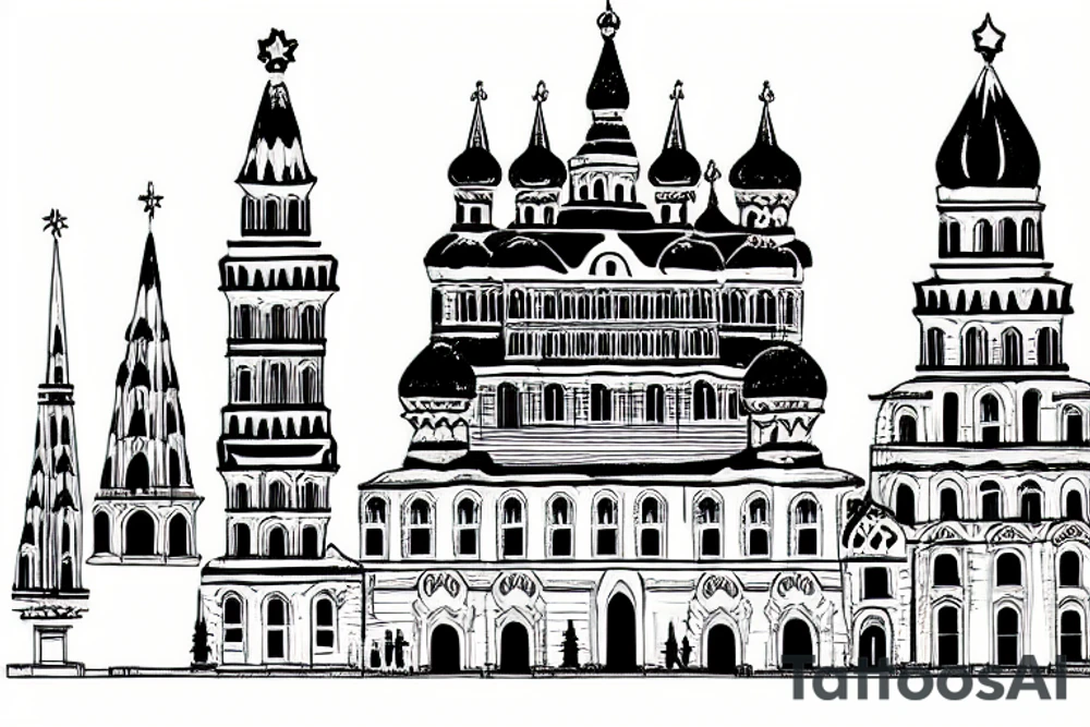 Moskow kremlin in fire tattoo idea