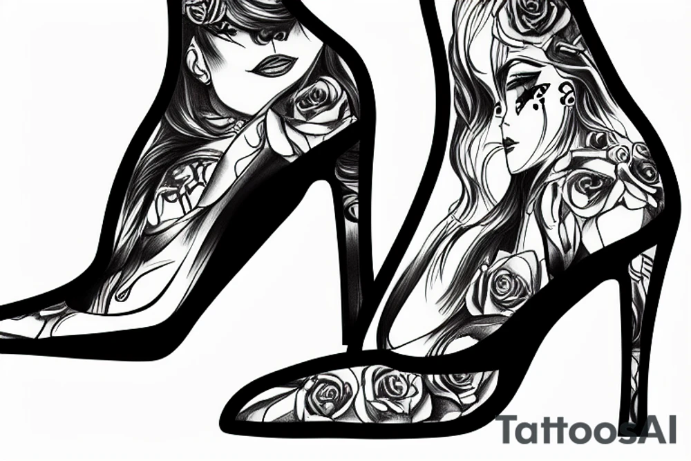gay men wearing high heel women's shoes tattoo idea