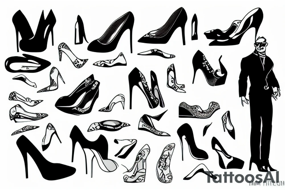 gay men wearing high heel women's shoes tattoo idea