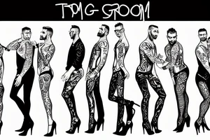 group of gay men wearing women's high heel shoes in front of dance floor tattoo idea