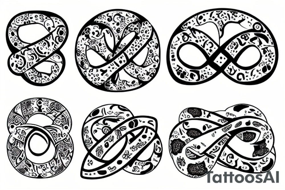 infinity symbol made up of 7 small birds tattoo idea