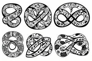 infinity symbol made up of 7 small birds tattoo idea