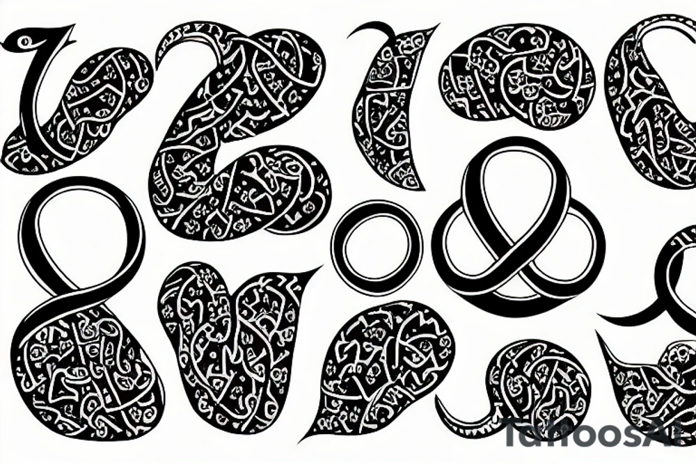 infinity symbol made up of 7 small birds tattoo idea