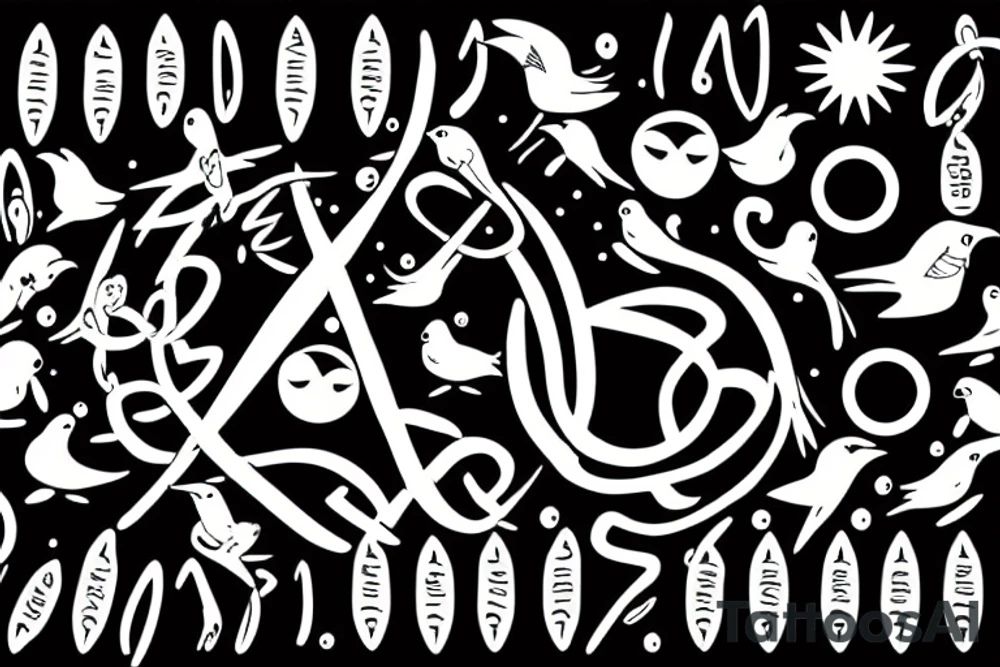 thin infinity symbol made up of 7 small birds tattoo idea