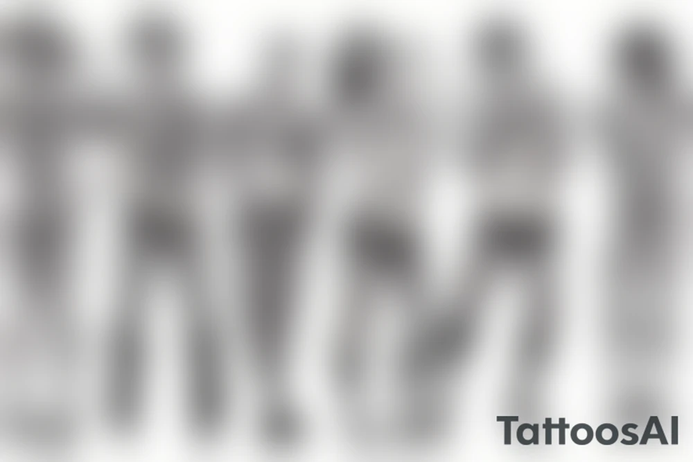 group of gay men, some in drag, wearing women's high heel shoes on a big deck by the ocean tattoo idea