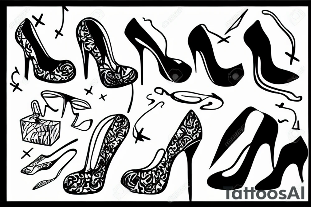 group of gay men wearing women's high heel shoes near a swimming pool tattoo idea