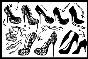 group of gay men wearing women's high heel shoes near a swimming pool tattoo idea
