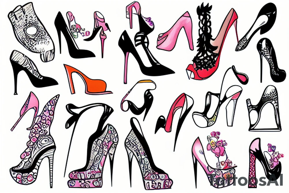 group of gay men wearing women's high heel shoes near a swimming pool tattoo idea