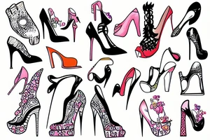 group of gay men wearing women's high heel shoes near a swimming pool tattoo idea