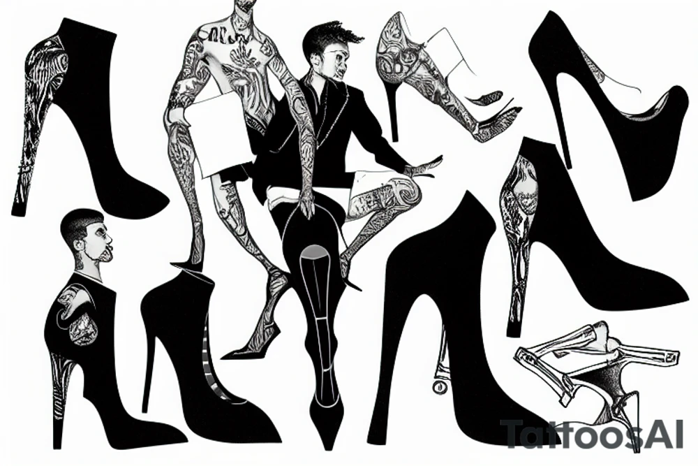 group of gay men wearing women's high heel shoes in the club tattoo idea