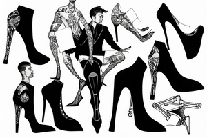 group of gay men wearing women's high heel shoes in the club tattoo idea
