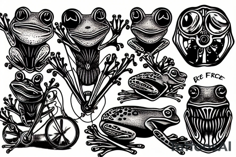 frog on bicycle tattoo idea