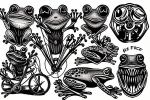 frog on bicycle tattoo idea