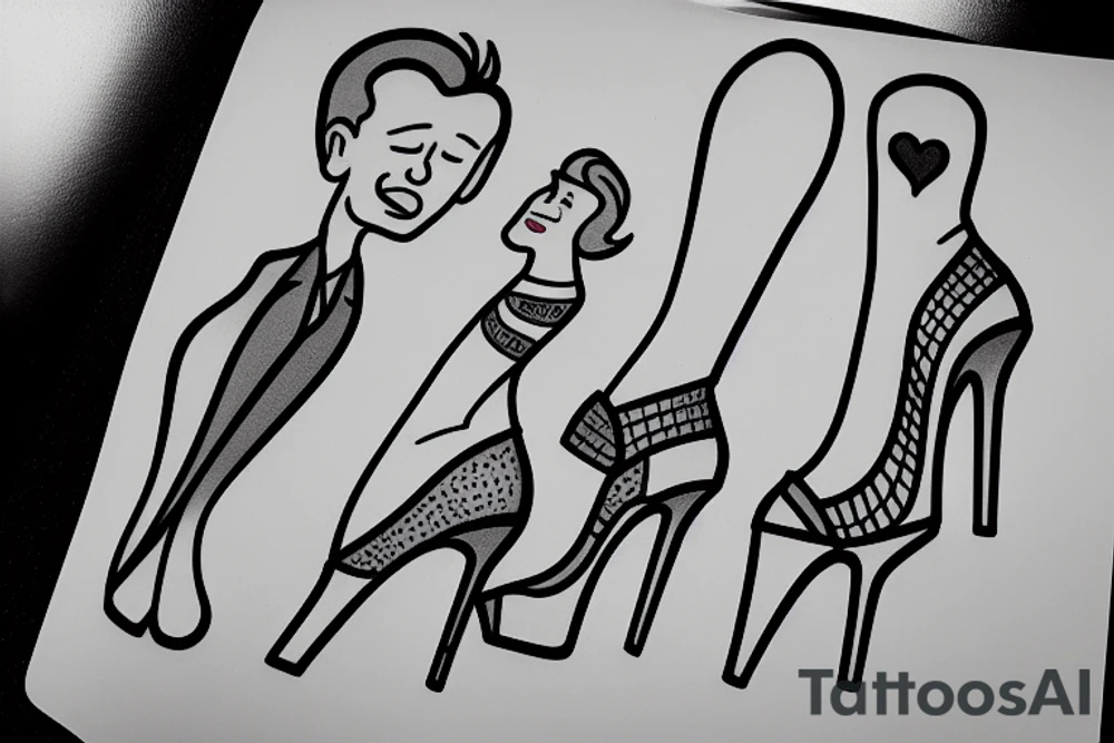 gay men wearing heels go to tea dance tattoo idea