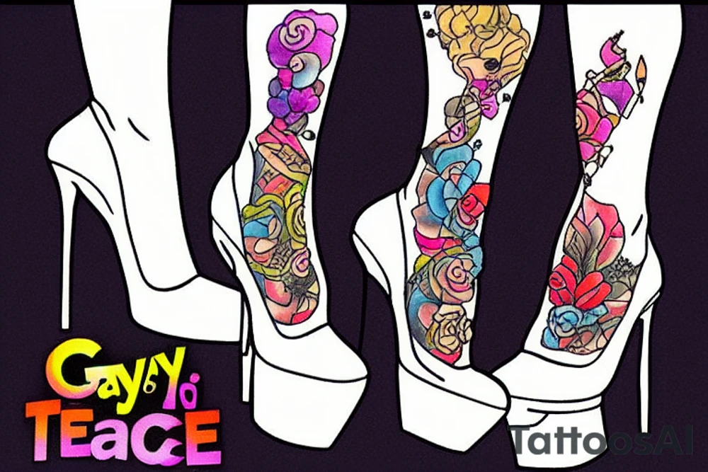 gay men wearing heels go to tea dance tattoo idea