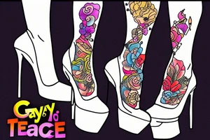 gay men wearing heels go to tea dance tattoo idea