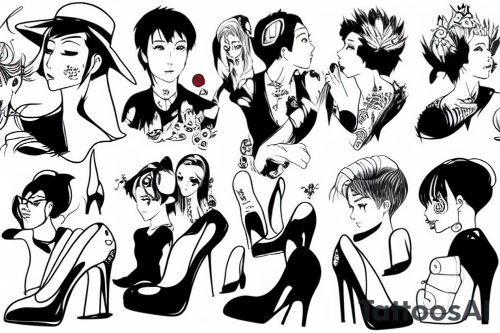 group of gay men wearing heels for a big party tattoo idea