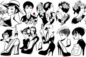 group of gay men wearing heels for a big party tattoo idea
