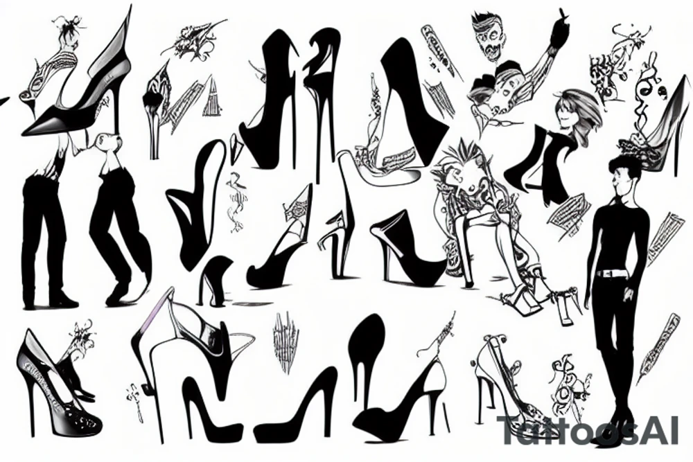 group of gay men wearing heels for a big party tattoo idea