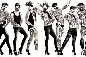 group of gay men wearing heels for a big party tattoo idea