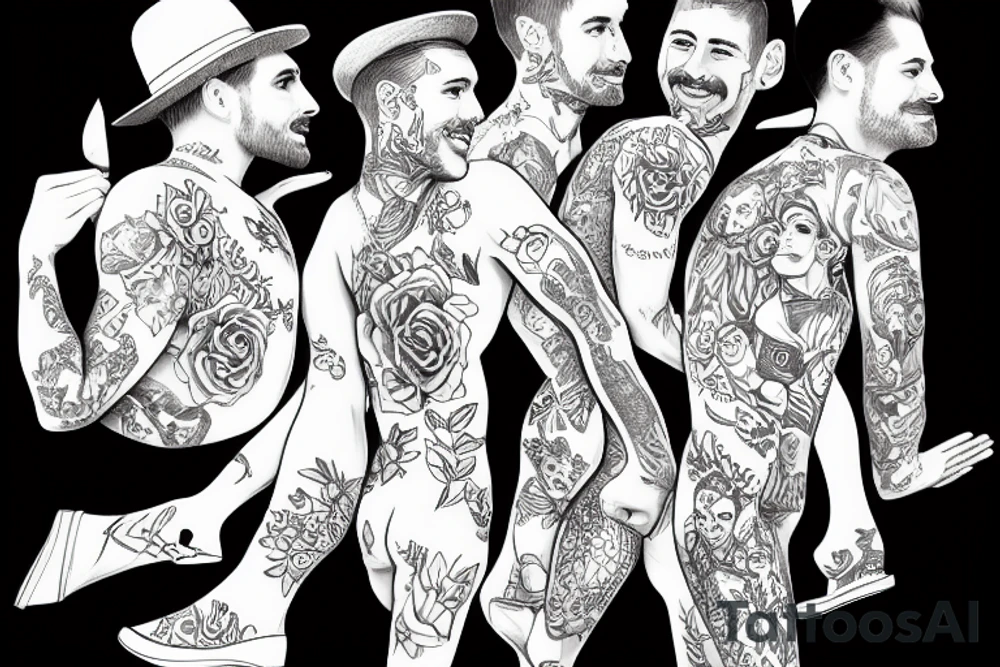 group of gay men wearing heels for a big party tattoo idea