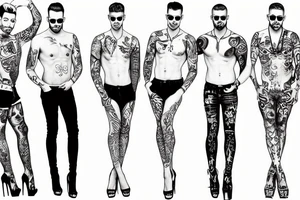 group of gay men wearing heels for a big party tattoo idea