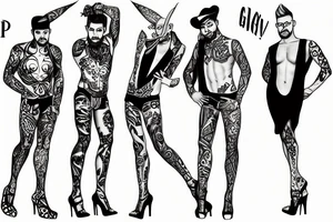 group of gay men wearing heels for a big party tattoo idea