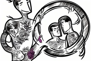 gay couple happy to be dancing tattoo idea
