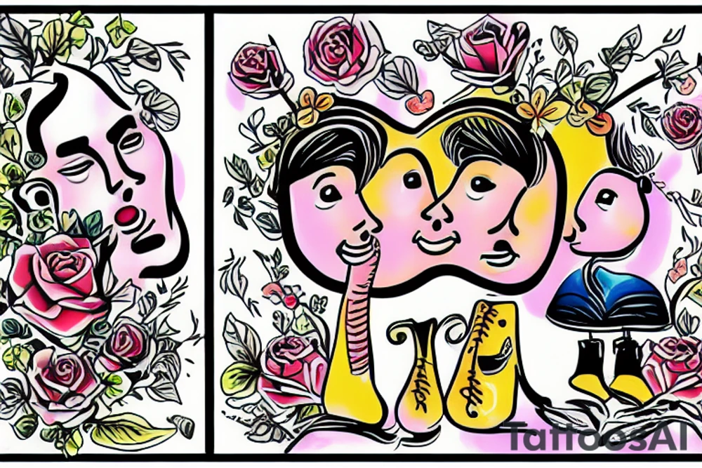 gay couple in love on vacation tattoo idea