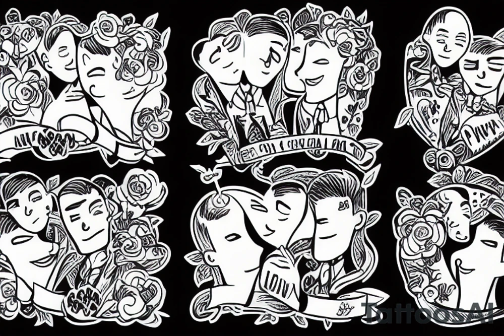gay couple in love on vacation tattoo idea