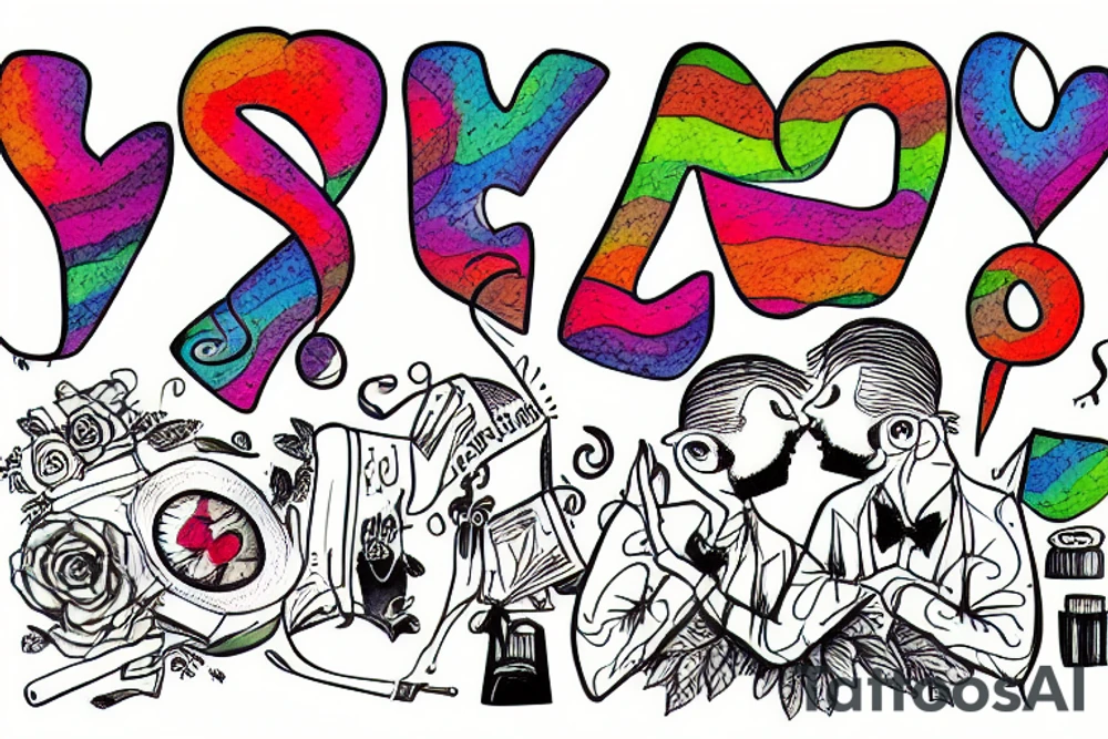 gay couple in love on vacation tattoo idea