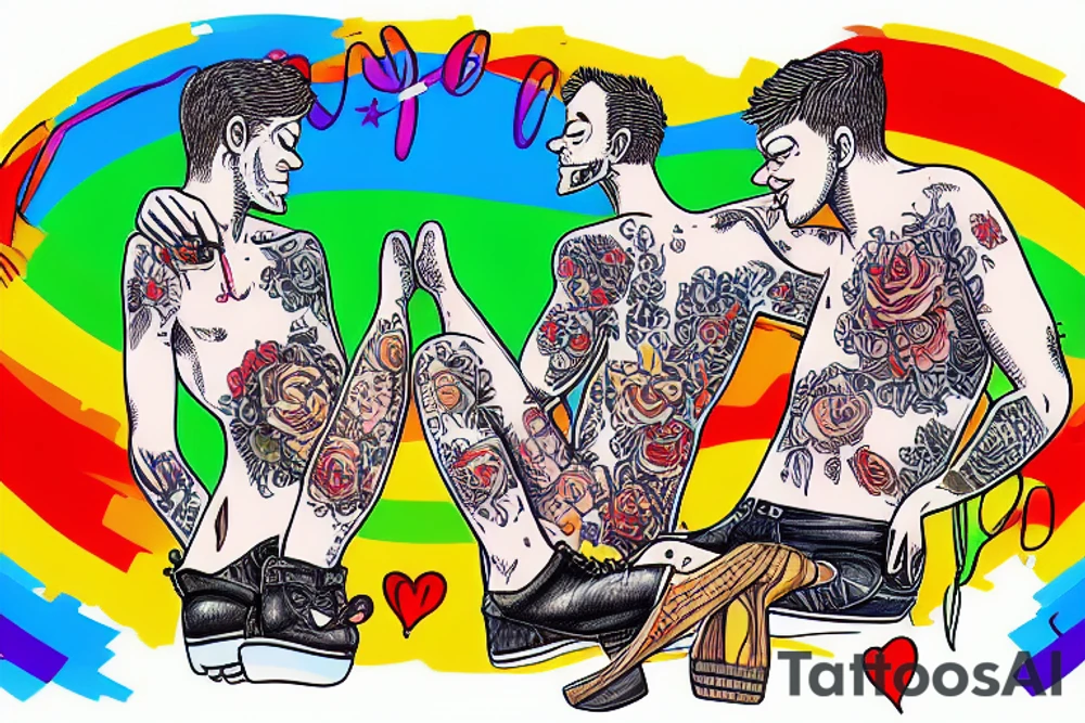 gay couple in love on vacation tattoo idea