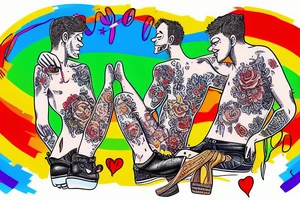 gay couple in love on vacation tattoo idea