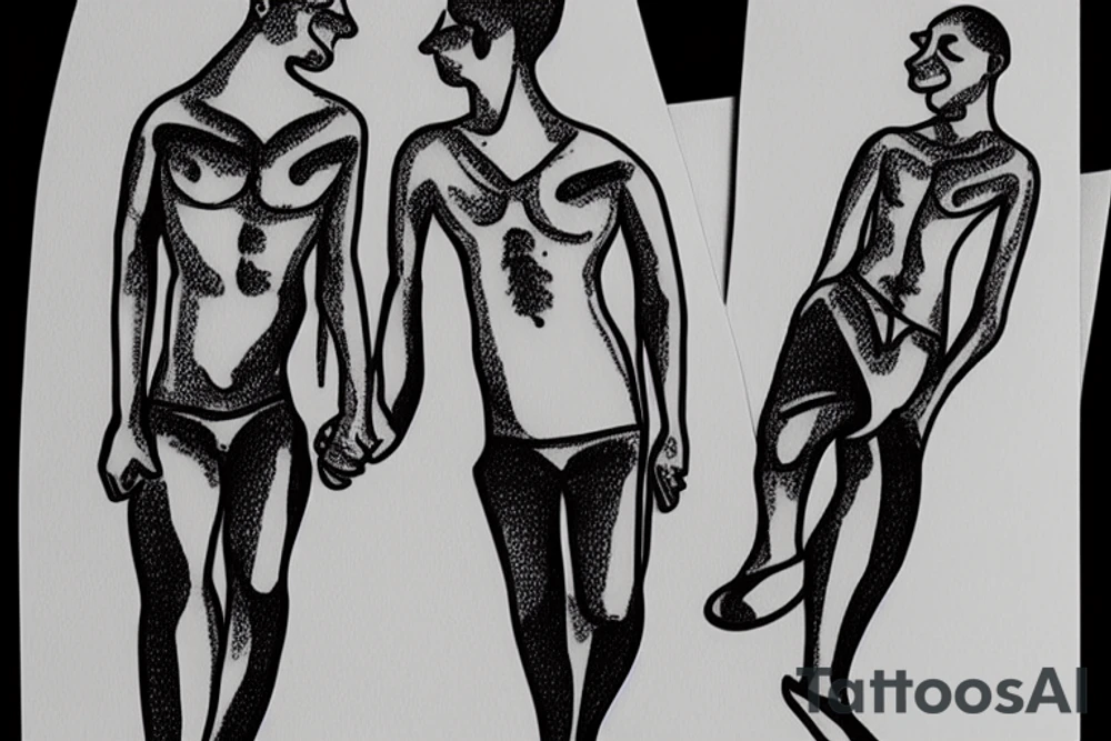 gay couple in love on vacation tattoo idea