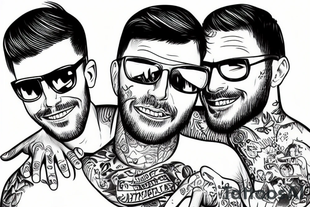 gay couple in love on vacation tattoo idea