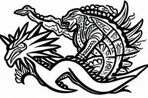Godzilla with spear tattoo idea