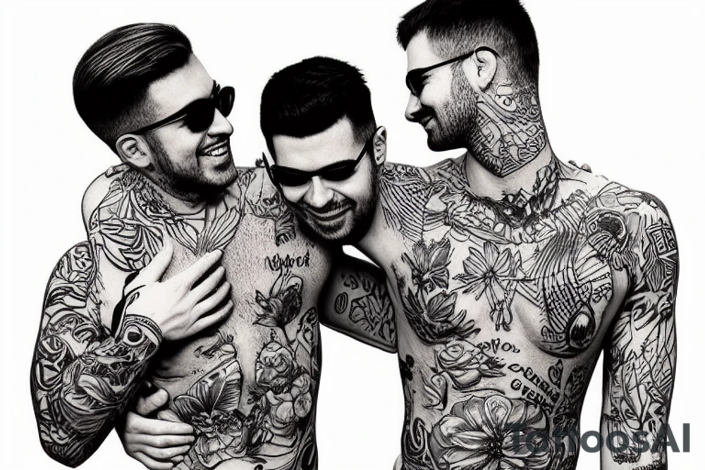 gay couple in love on vacation tattoo idea