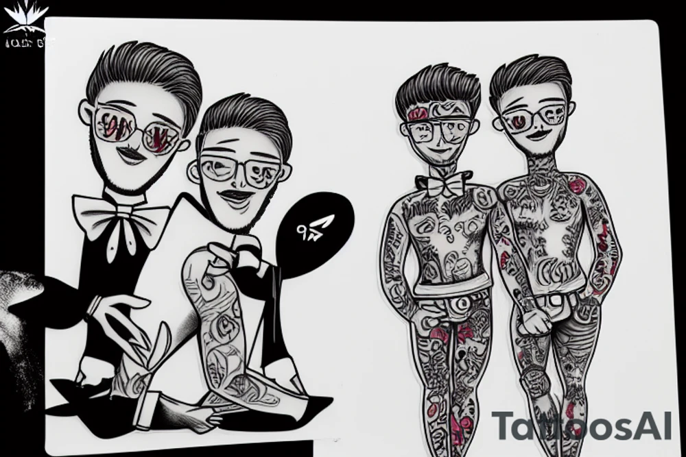 gay couple in love on vacation tattoo idea