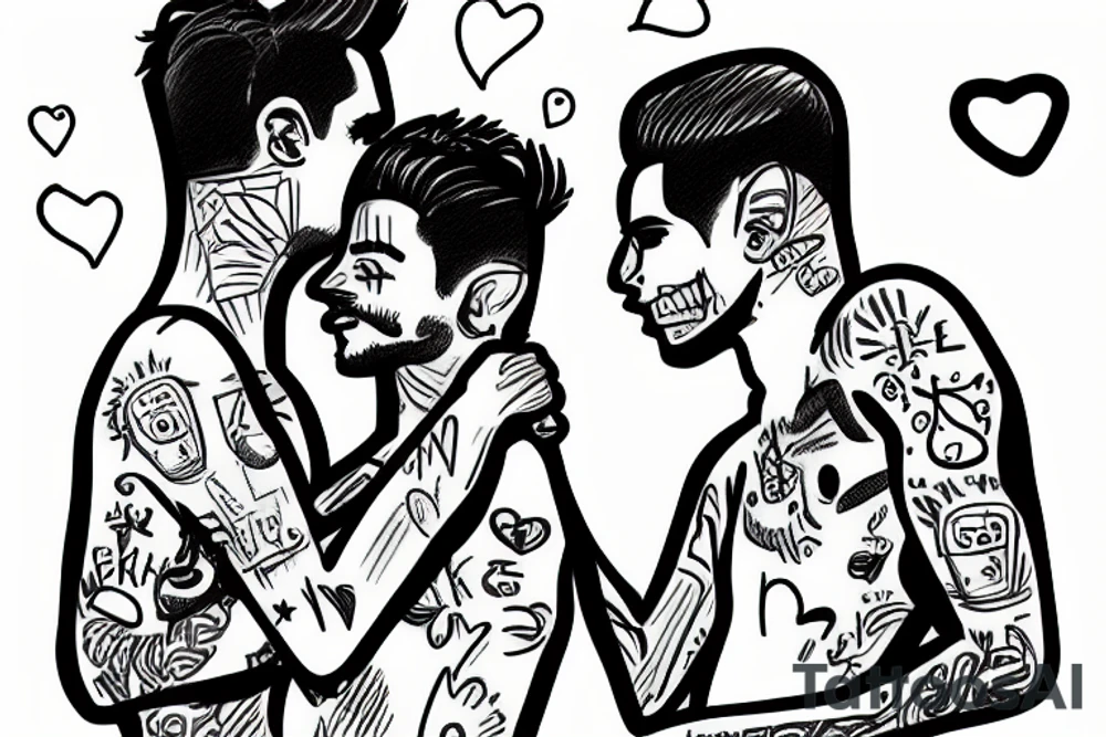 gay couple in love on vacation tattoo idea