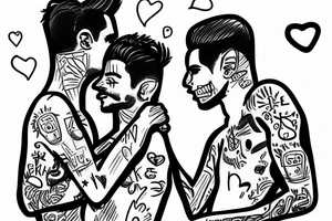 gay couple in love on vacation tattoo idea